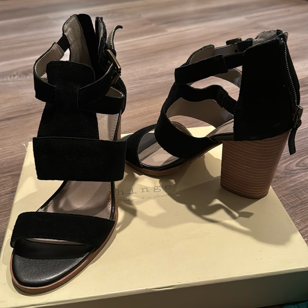 Hinge suede heels